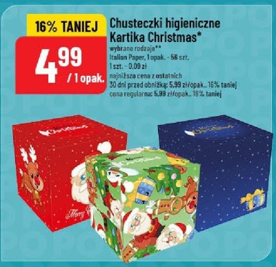 Chusteczki higieniczne Kartika Christmas promocja w POLOmarket