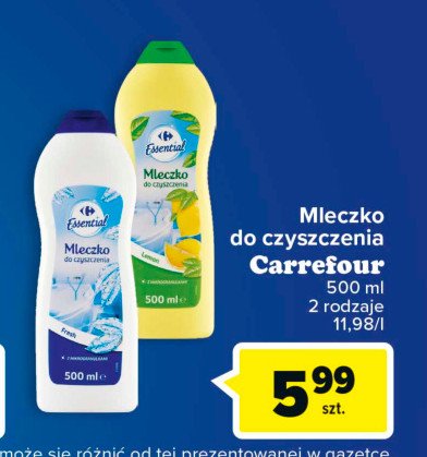 Mleczko do czyszczenia fresh Carrefour essential promocja