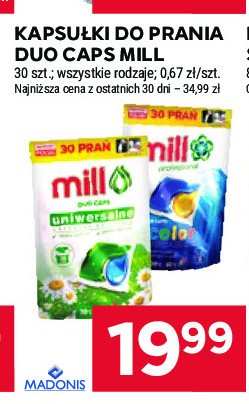 Kapsułki do prania color MILL PROFESSIONAL promocja w Stokrotka