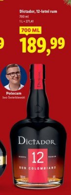 Rum Dictador 12-letni 700ml promocja w Lidl