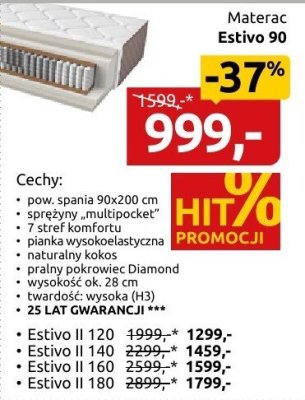 Materac Estivo 90 promocja w Black Red White