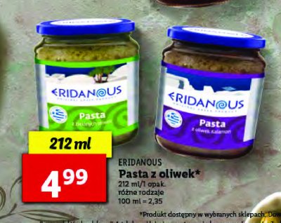 Pasta z zielonych oliwek Eridanous promocja