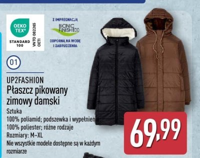Płaszcz pikowany zimowy damski UP2FASHION promocja w Aldi