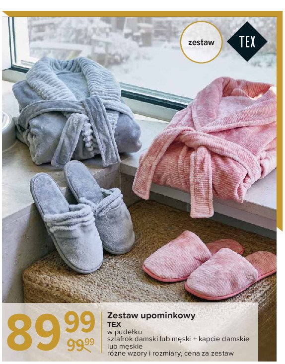 Zestaw upominkowy w pude艂ku: szlafrok damski + kapcie damskie Tex promocja