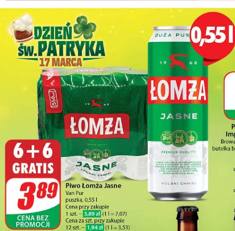 Piwo Łomża jasne promocja w Dino