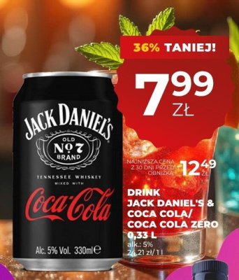 Drink JACK DANIEL'S & COCA COLA / COCA COLA ZERO 0,33L promocja w Duży Ben