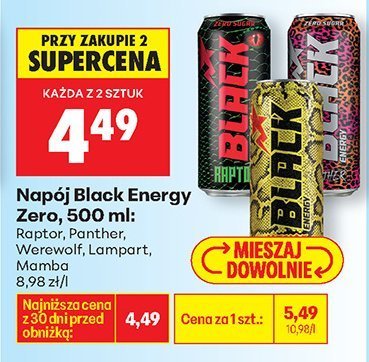Napój energetyczny Black Energy Zero Raptor 500ml promocja w Biedronka
