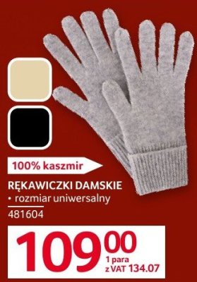 Rękawiczki damskie kaszmir, rozmiar uniwersalny promocja w Selgros