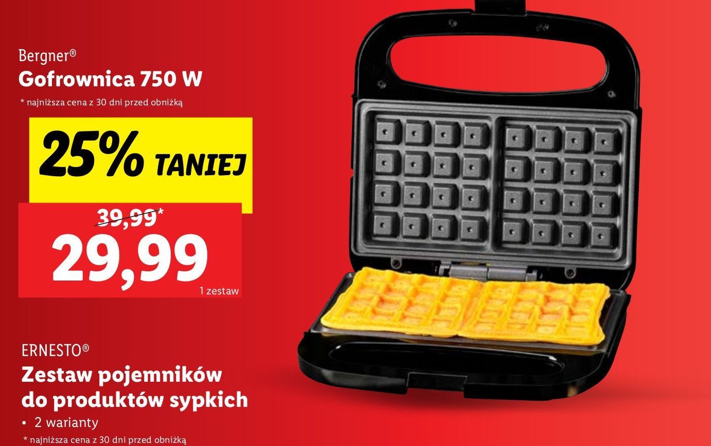 Gofrownica 750 w Bergner promocja w Lidl