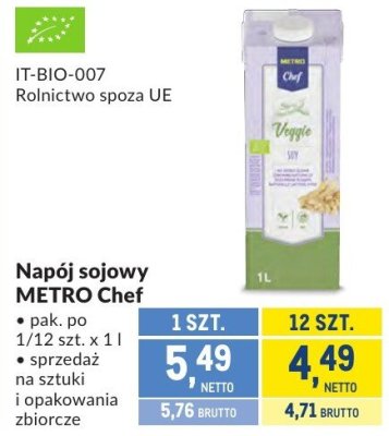 Napój sojowy METRO Chef promocja w Makro
