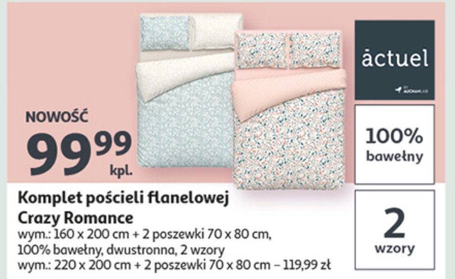 Komplet po艣cieli flanelowej crazy romance 220 x 200 cm + 2 x 70 x 80 cm Actuel promocja