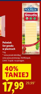 Ser Polmlek Ser gouda w plastrach promocja w Lidl
