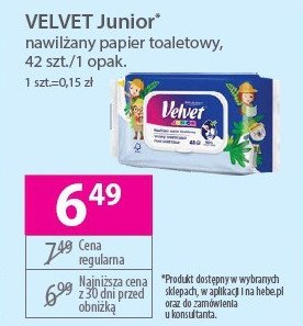 Papier toaletowy nawilżany junior Velvet promocja