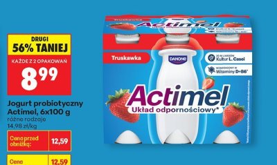 Jogurt probiotyczny Actimel różne rodzaje 6-pak promocja w Biedronka