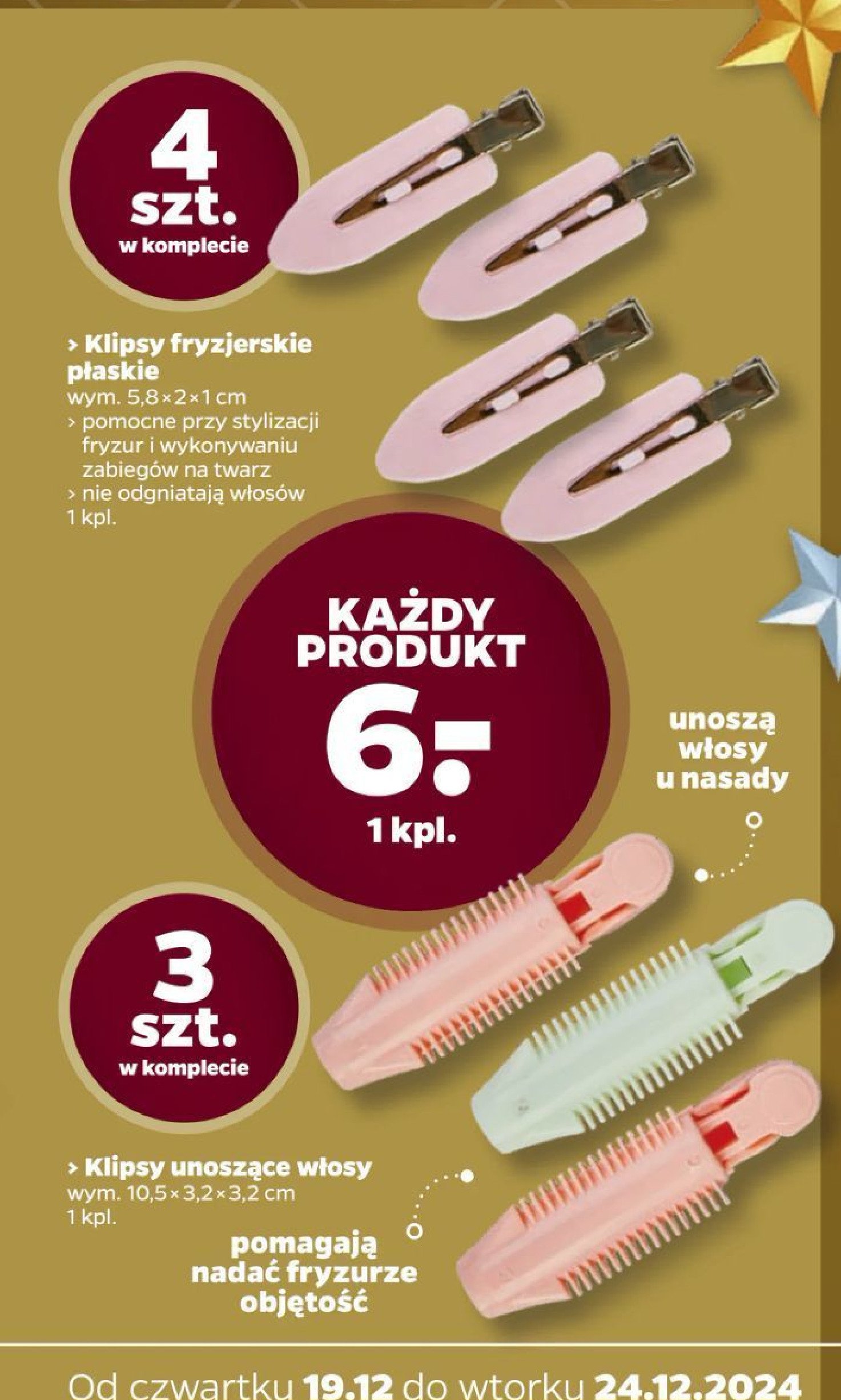 Klipsy unoszące włosy promocja w Netto