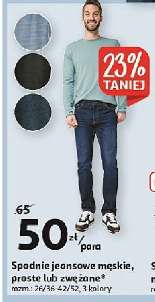Spodnie jeansowe męskie zwężane 26/36-42/52 Auchan inextenso promocja