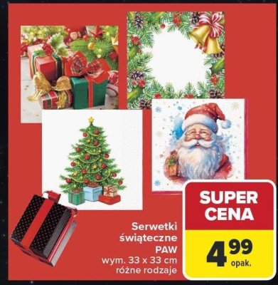 Serwetki świąteczne 33x33 cm, różne rodzaje promocja w Carrefour