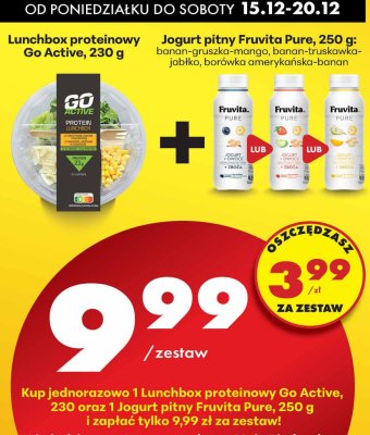 Zestaw: Lunchbox proteinowy Go Active + Jogurt pitny Fruvita Pure 250g  promocja w Biedronka