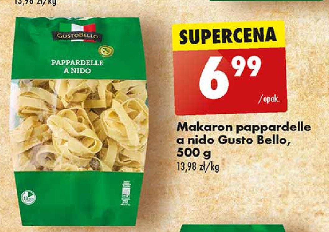 Makaron pappardelle a nido Gustobello promocja w Biedronka