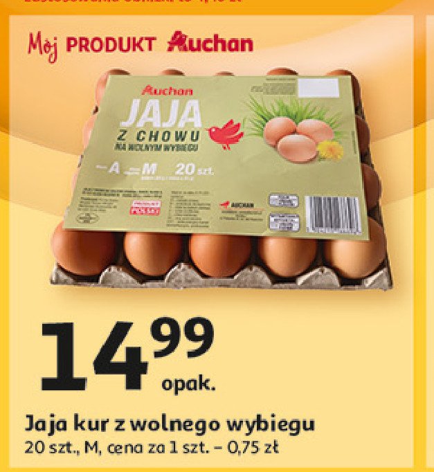 Jaja kl. m Auchan różnorodne (logo czerwone) promocja