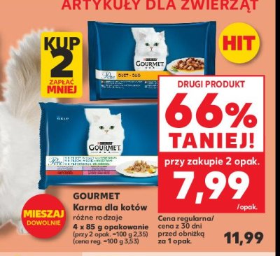 Karma dla kota mini fileciki w sosie ciel臋cina z warzywami + dziczyzna + wo艂owina + pstr膮g Purina gourmet perle promocja