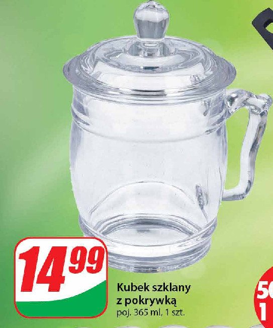 Kubek szklany z pokrywką 365 ml promocja