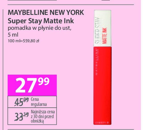 Pomadka do ust 155 Maybelline super stay matte ink promocja w Hebe