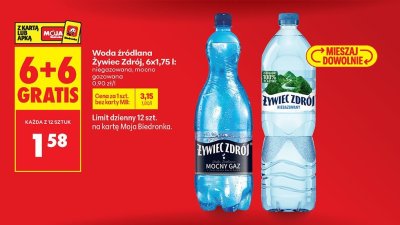Woda źródlana Żywiec Zdrój mocno gazowana 6x1,75l promocja w Biedronka