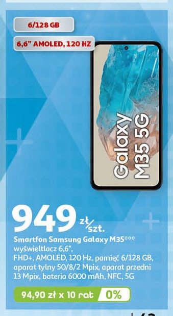 Smartfon m35 6/128 gb czarny Samsung galaxy promocja