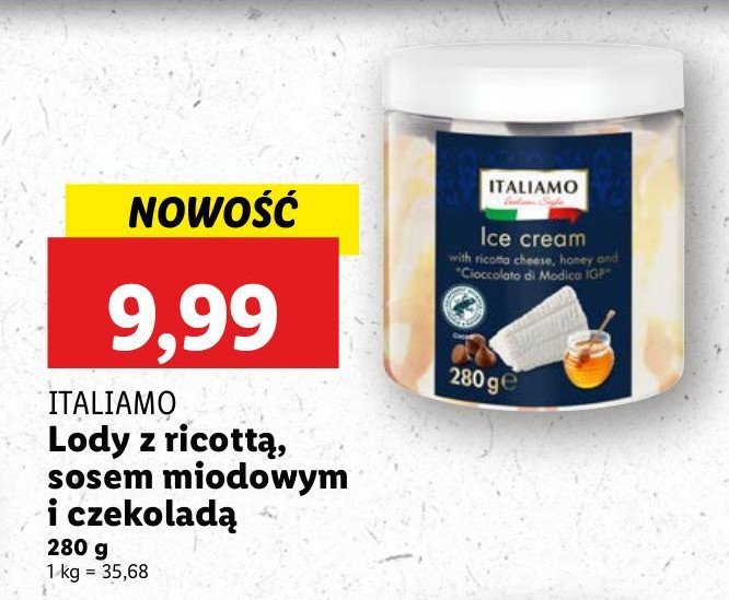 Lody z ricott膮 sosem miodowym i czekolad膮 Italiamo promocja