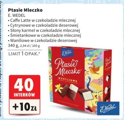 Ptasie Mleczko Caffe Latte, cytrynowe, słony karmel, śmietankowe, waniliowe 340g promocja w Intermarche