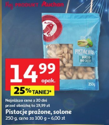 Pistacje prażone, solone 250 g, cena za 100 g promocja w Auchan