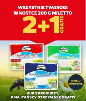Wszystkie twarogi w kostce 200 g 2+1 GRATIS promocja w Netto