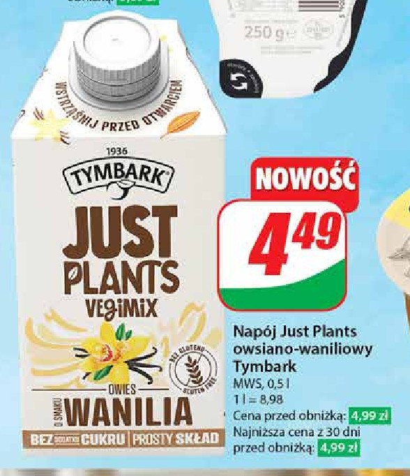 Napój owsiany waniliowy TYMBARK JUST PLANTS promocja