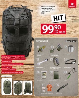 Plecak ewakuacyjny z wyposażeniem Semi Line promocja w Selgros