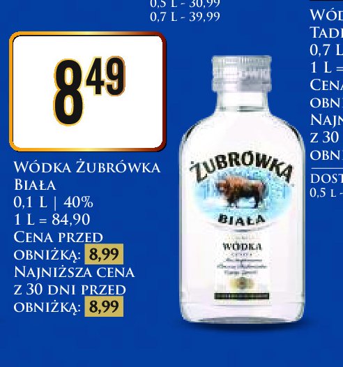 Wódka Żubrówka biała promocja w Dino