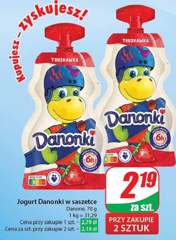 Jogurt w saszetce truskawka Danonki promocja