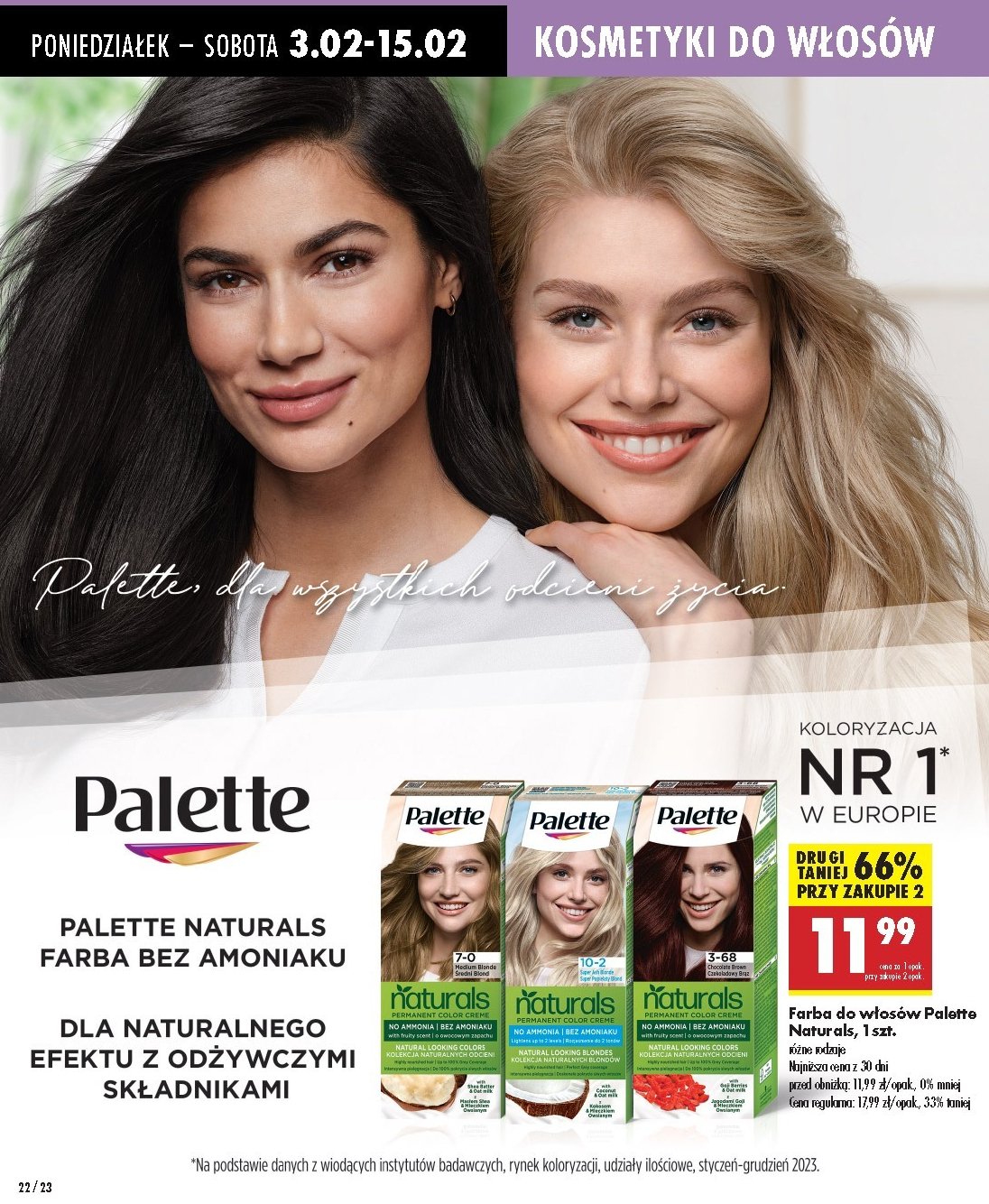 Farba do włosów 3-68 Palette permanent naturals color creme promocja w Biedronka