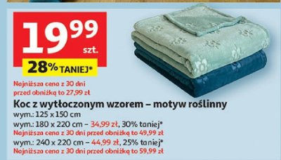 Koc z wytłoczonym wzorem – motywy roślinny promocja w Auchan