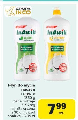 Płyn do mycia naczyń miętowy Ludwik promocja w Carrefour