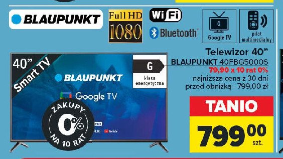 Telewizor led 40" 40fbg5000s Blaupunkt promocja w Carrefour
