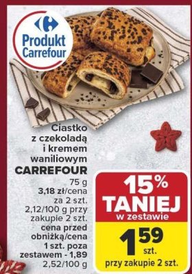 Ciasto z czekoladą i kremem waniliowym Carrefour promocja w Carrefour Market
