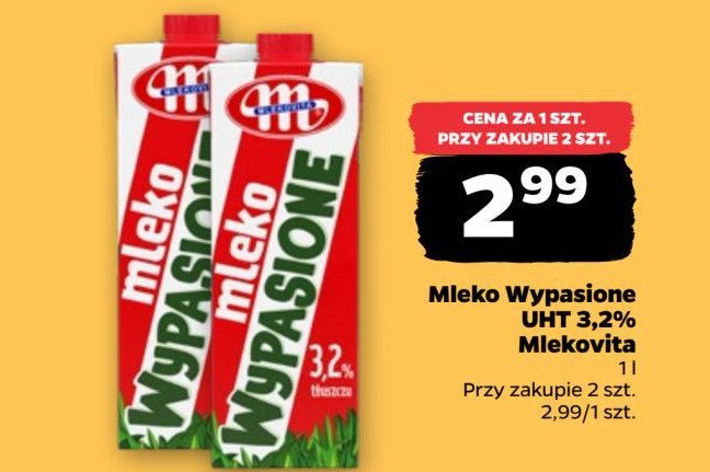 Mleko 3.2% Mlekovita wypasione promocja w Netto