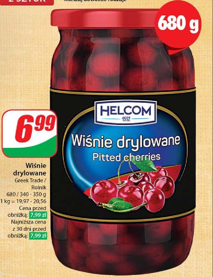 Wiśnie drylowane Helcom promocja w Dino