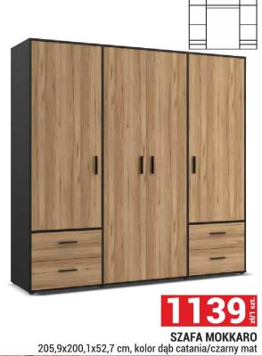 Szafa MOKKARO 205,9x200,1x52,7 cm, kolor dąb catania/czarny mat promocja w Merkury Market
