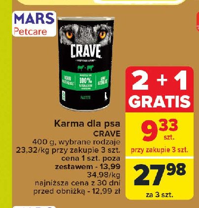 Karma dla psa jagnięcina i wołowina Crave promocja