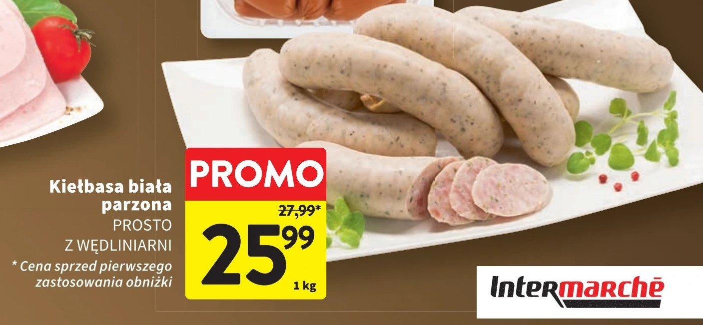 Kiełbasa biała parzona Prosto z wędliniarni promocja w Intermarche