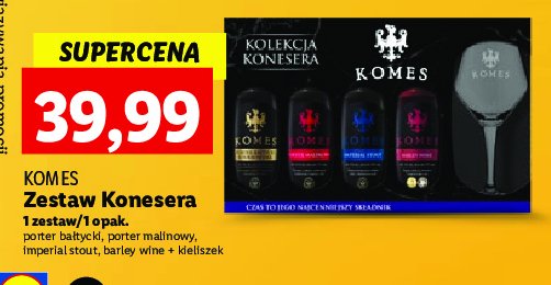 Zestaw w pudełku kolekcja konesera barley wine + bałtycki sherry oloroso + malinowy + russian imperial stout + szklanka Komes zestaw promocja