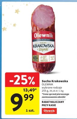 Sucha Krakowska OLEWNIK wybrane rodzaje 255 g promocja w Intermarche