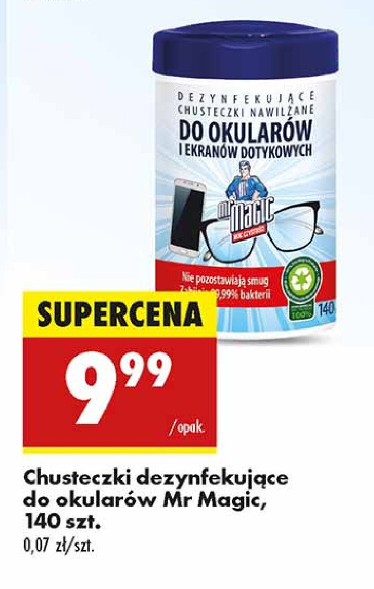 Chusteczki do czyszczenia okularów Mr magic promocja w Biedronka